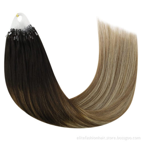 Wholesale No any split ends double drawn virgin russian remy human loop hair extension micro ring hair extension micro loop hair